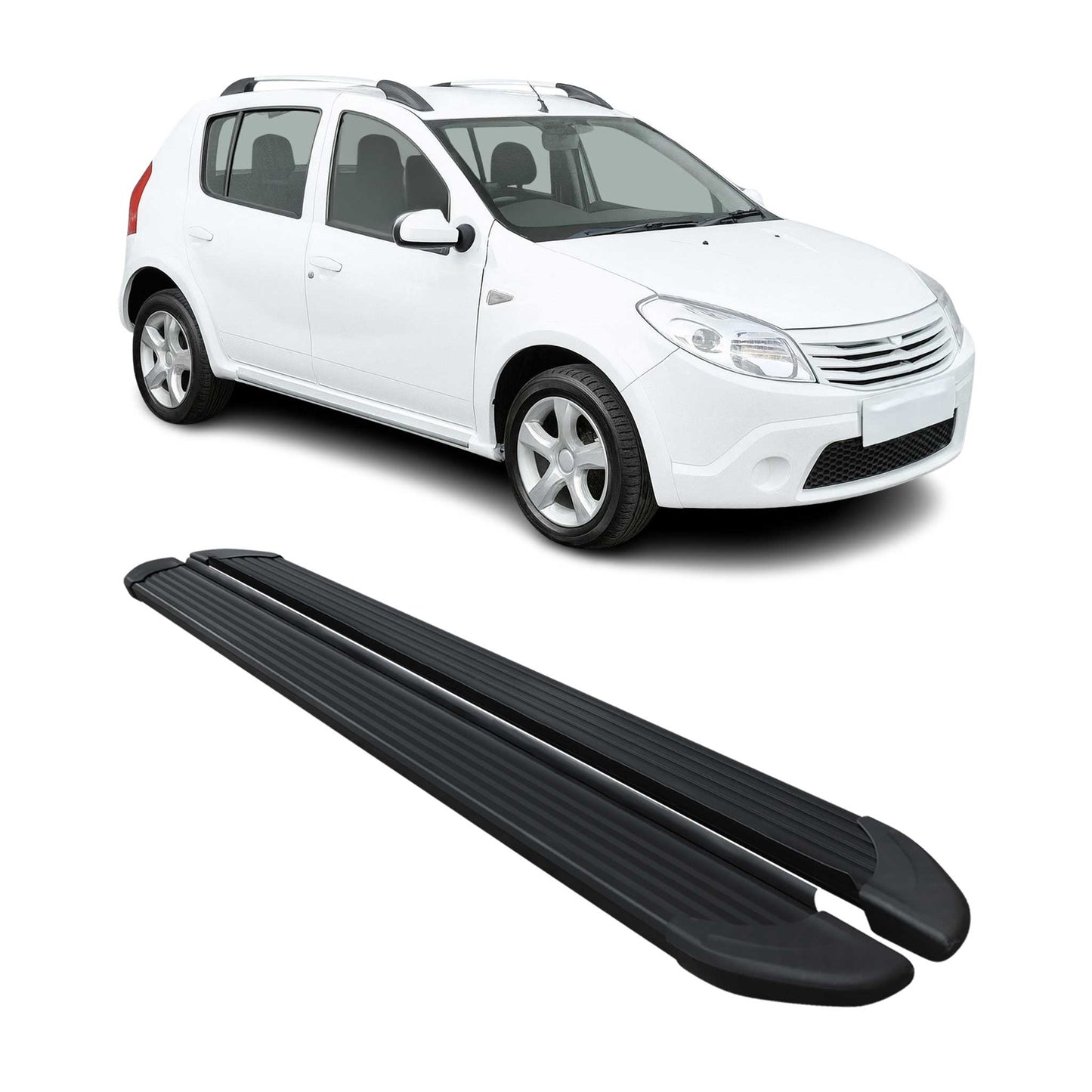 Schweller Trittbretter Schweller für Dacia Sandero Stepway 2007-2012 Alu Schwarz
