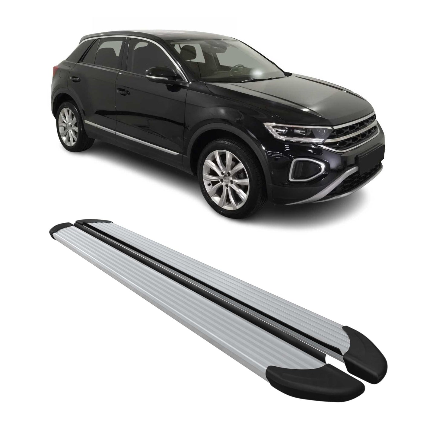 Trittbretter Seitenschweller für VW T-Roc 2017-2025 Aluminium Silber 2 tlg