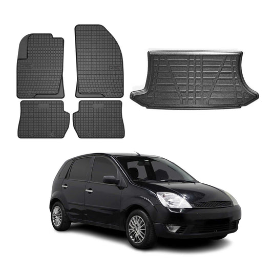 Set covorașe și portbagaj pentru Ford Fiesta 2001-2008 hatchback, cauciuc, 5 buc.