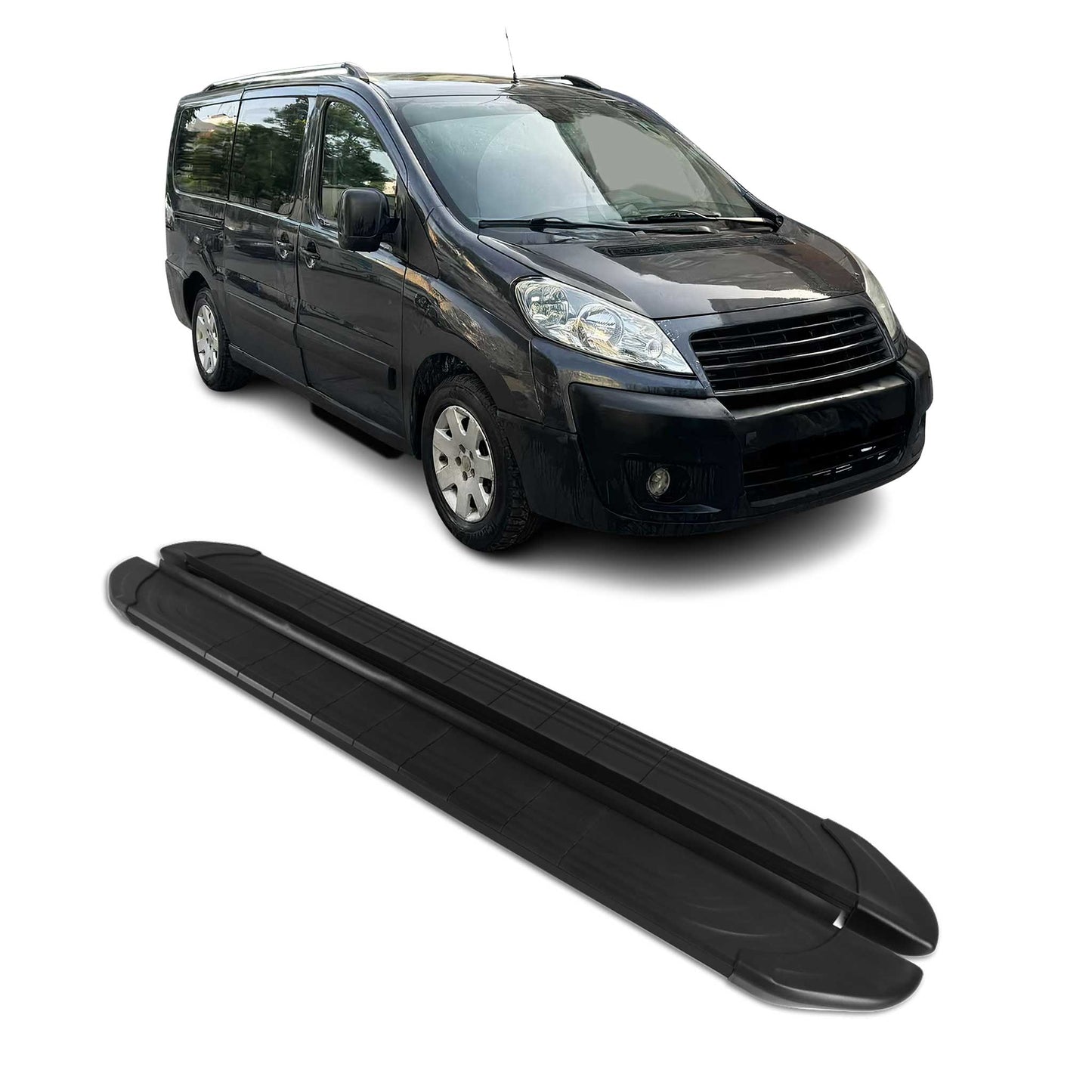 Trittbretter Seitenschweller für Fiat Scudo 2004-2016 L1 Aluminium Schwarz 2tlg