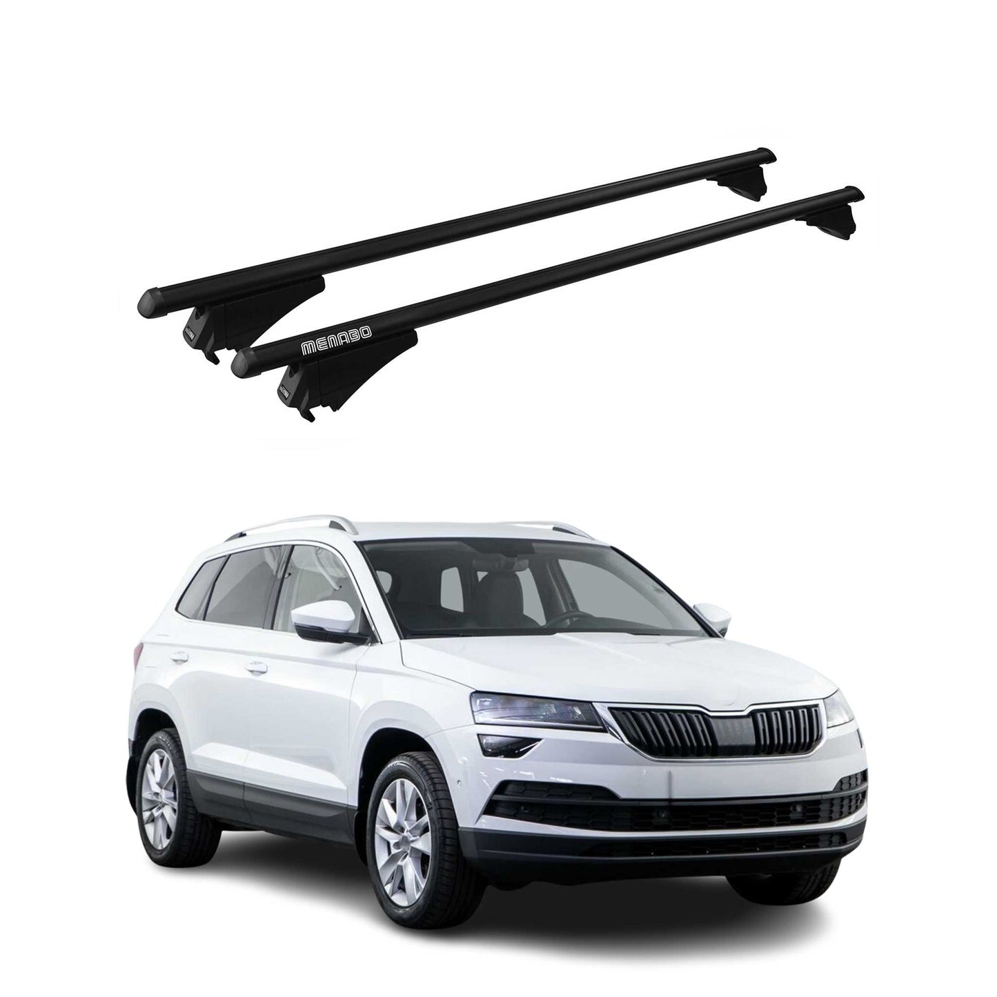 Menabo Dachträger Grundtäger für Skoda Karoq 2017-2025 75kg Alu Schwarz 2 tlg