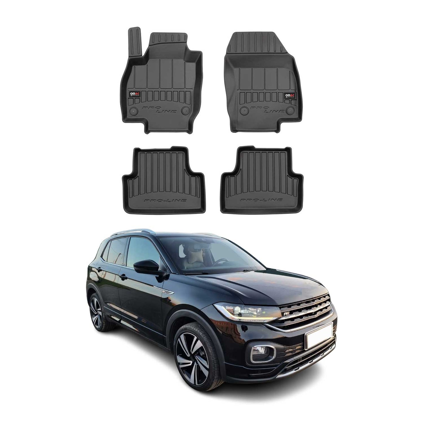 2018-2025 VW T-Cross Fußmatten TPE Schwarz 4 tlg