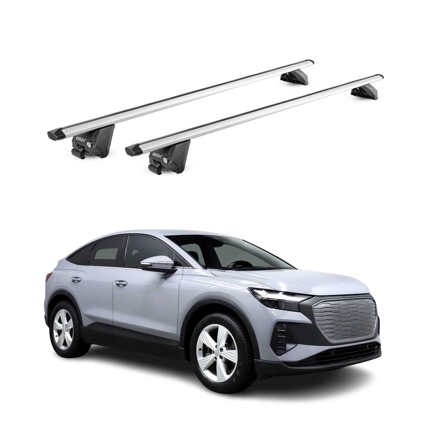 Dachträger Grundtäger für Audi Q4 2021-2025 100kg Aluminium Silber 2tlg ABE