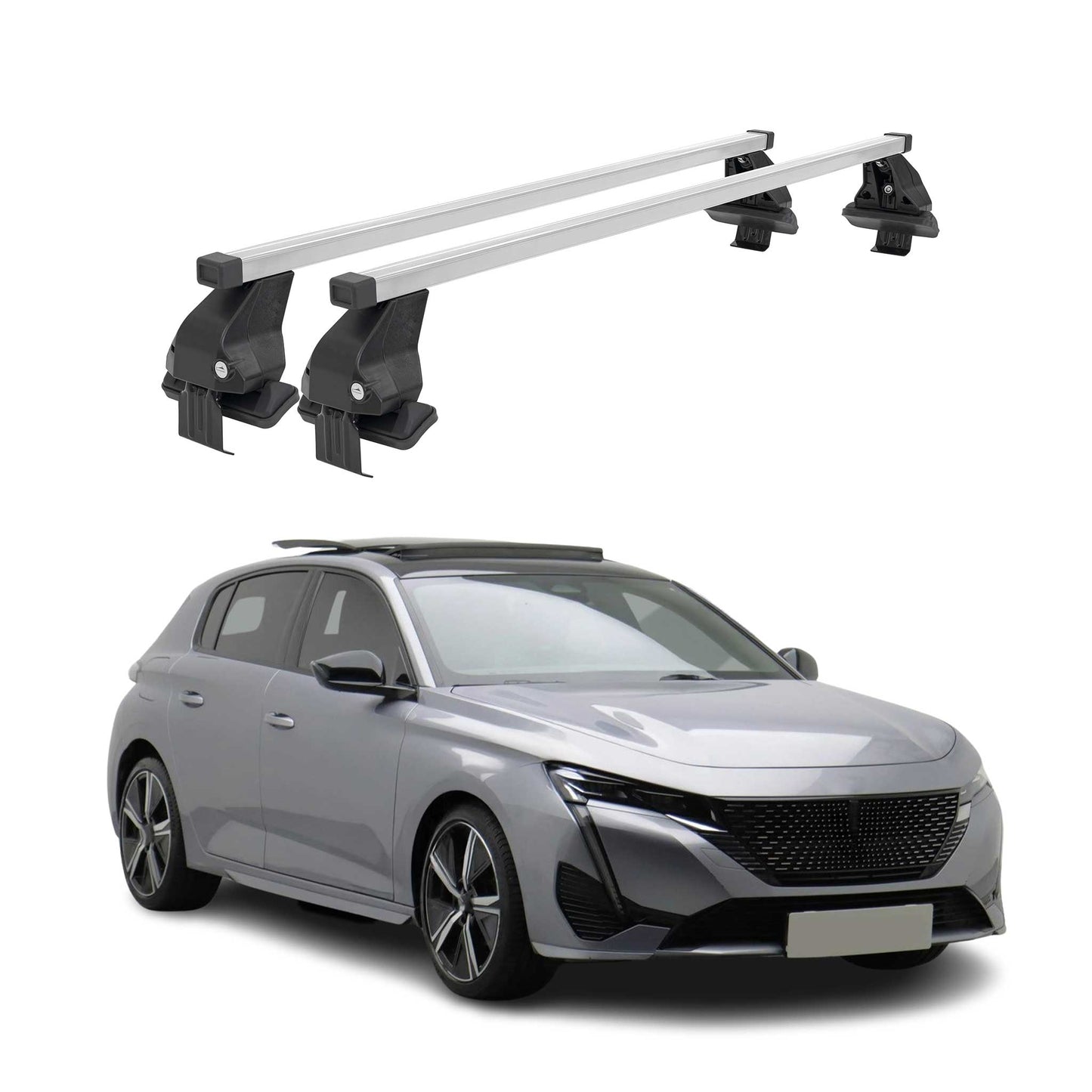 Menabo Portbagaj de plafon pentru Peugeot 308 2021-2025 50kg Oțel Argintiu 2 buc