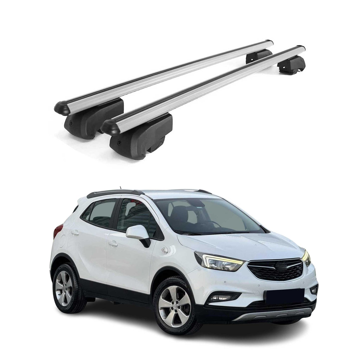 Portbagaj de plafon pentru Opel Mokka X 2016-2025 75kg aluminiu argintiu 2 buc