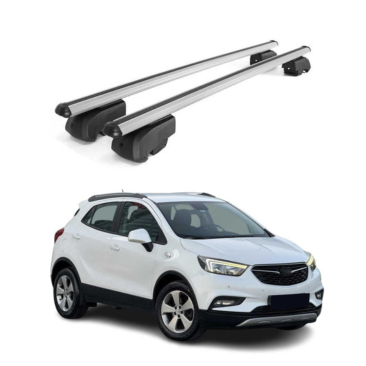 Portbagaj de plafon pentru Opel Mokka X 2016-2025 75kg aluminiu argintiu 2 buc