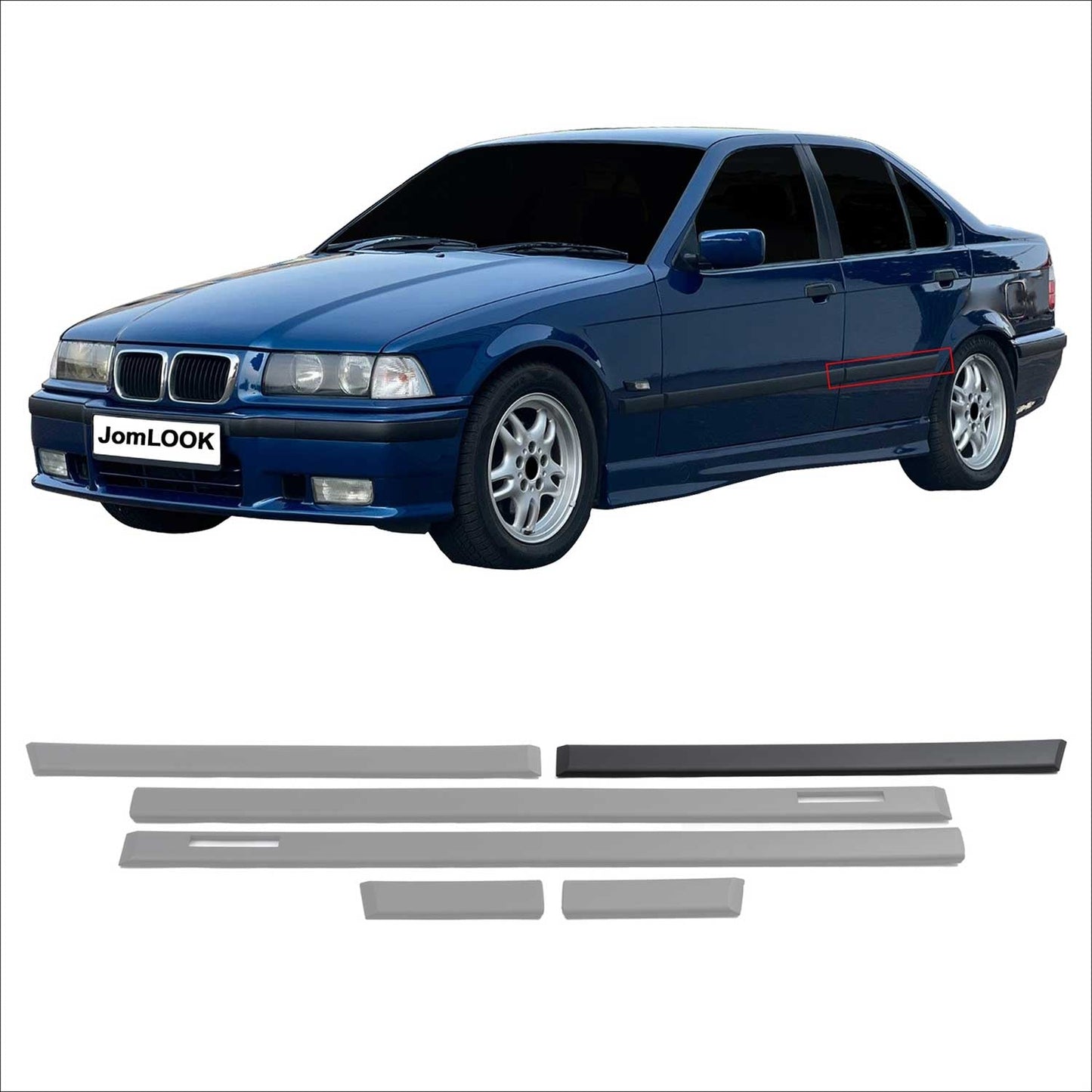 Ornamente laterale JOM pentru praguri laterale BMW Seria 3 E36 Sedan Touring, negre, 6 buc.