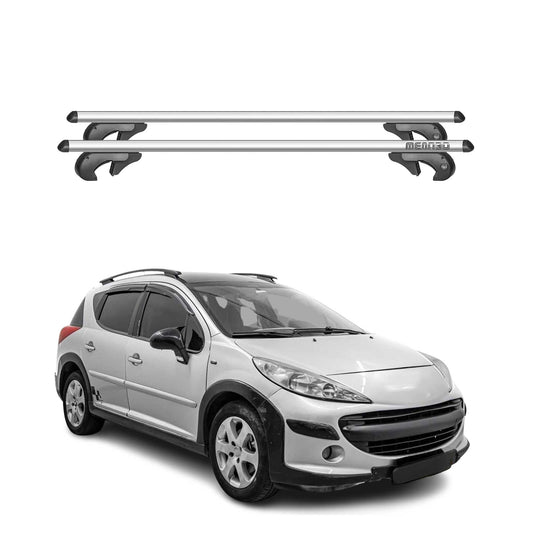 Menabo Dachträger für Peugeot 207 Kombi 2007-2009 90kg Alu Silber 2x
