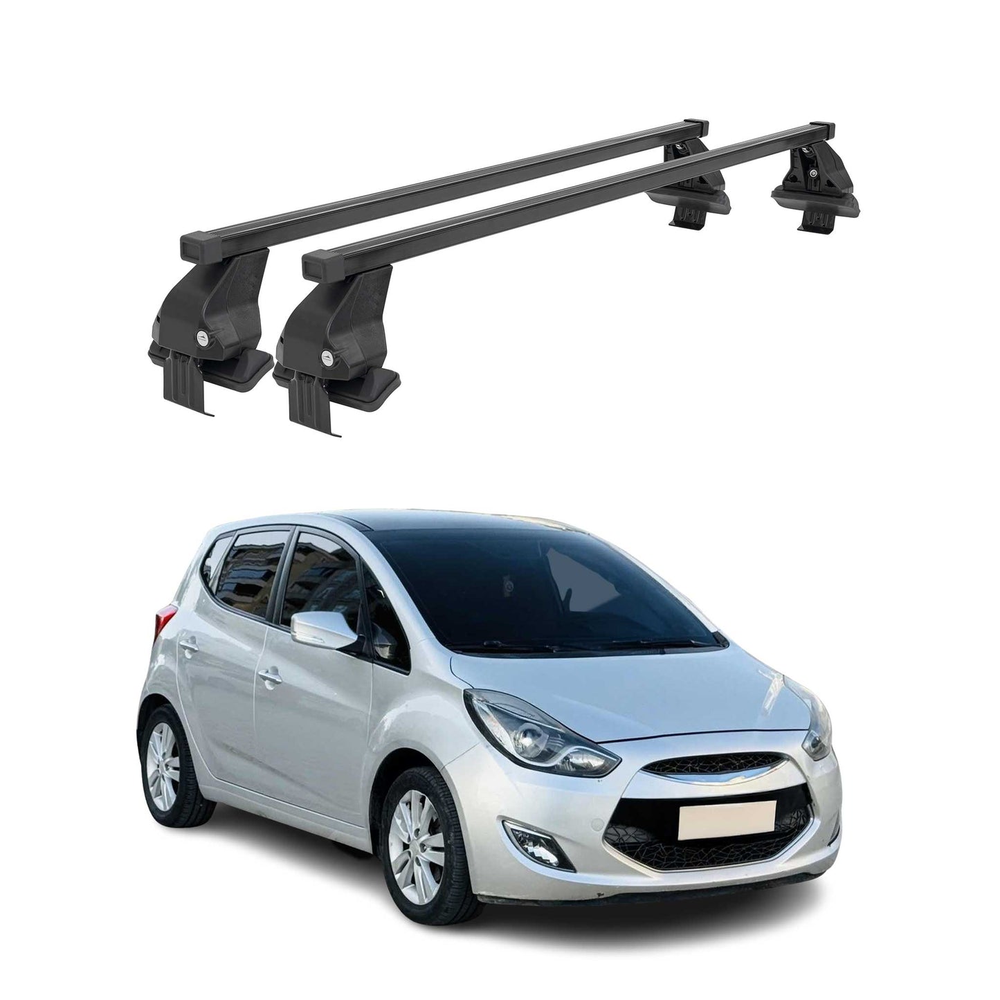 Menabo Dachträger Grundtäger für Hyundai ix20 2010-2015 50kg Stahl Schwarz 2 tlg