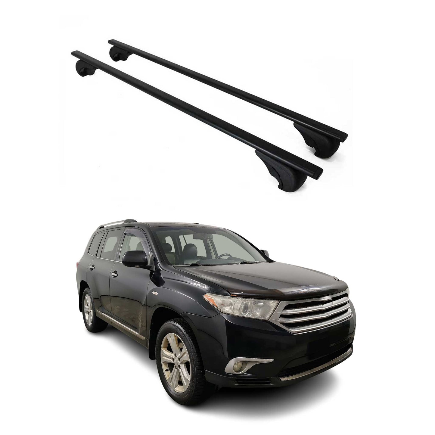 Dachträger Grundtäger für Toyota Highlander 2007-2013 75kg Metall Schwarz 2 tlg