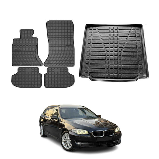 Fußmatten & Kofferraumwanne Set für BMW 5er Touring F11 2009-2017 Gummi 5x