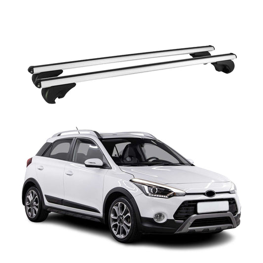 Portbagaj de plafon pentru Hyundai i20 2014-2020 75kg aluminiu argintiu 2 buc