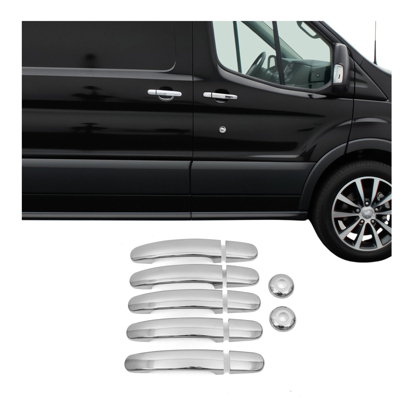 Türgriff Blende Türgriffkappen für Ford Transit 2014-2025 5-Tür Edelstahl 12x