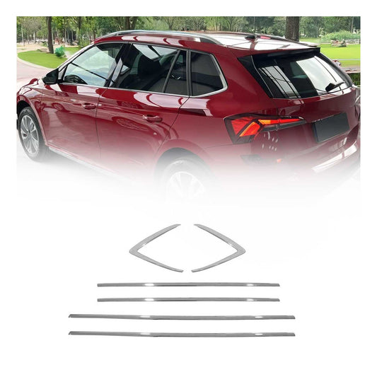 Benzi decorative pentru geamuri Skoda Kamiq 2020-2025, oțel inoxidabil cromat, 6 bucăți