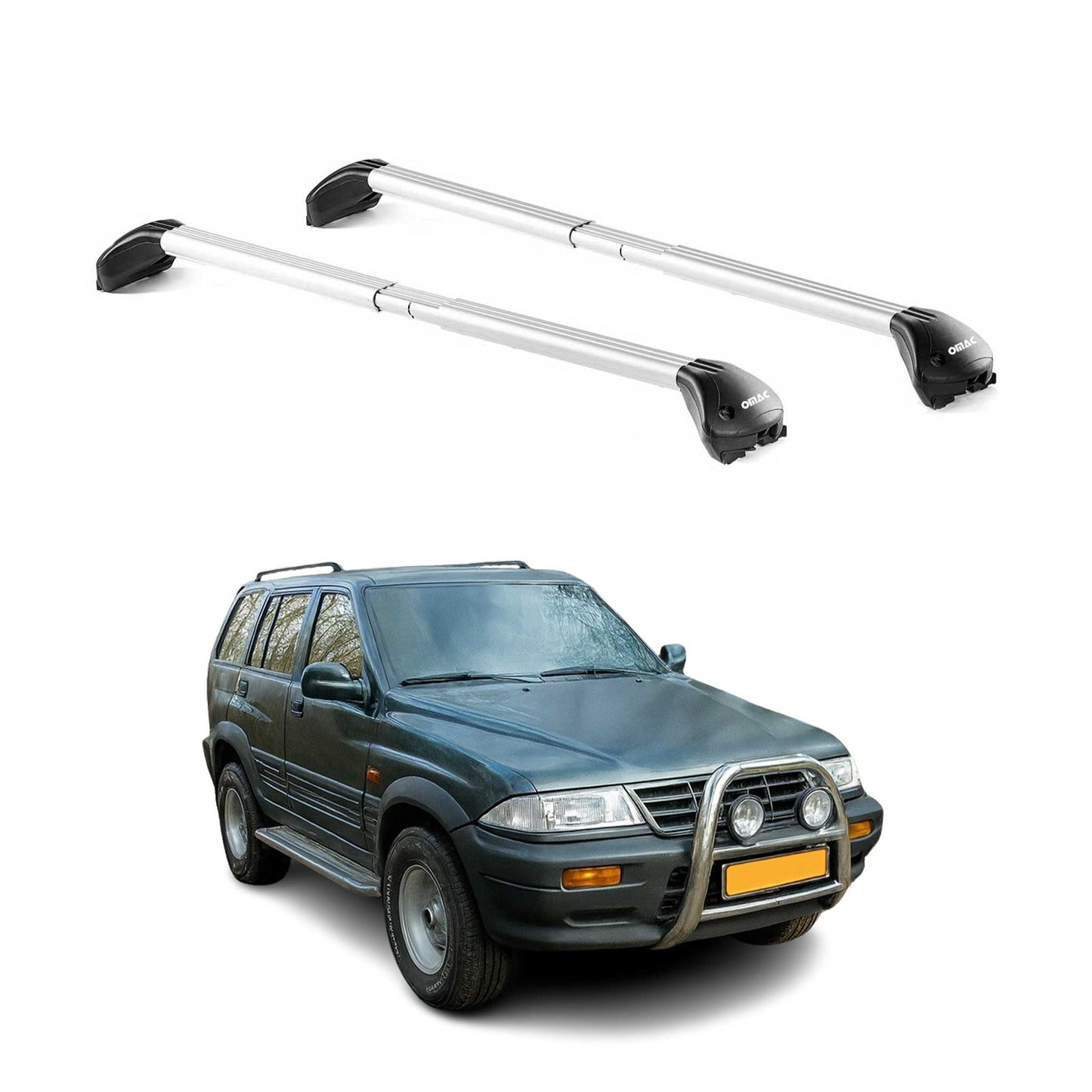 Portbagaj de plafon pentru Ssangyong Musso 1993-2005 5 uși 100kg gri aluminiu 2x ABE