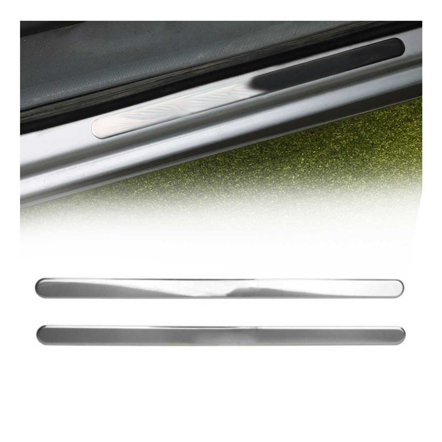 Ornamente prag uși pentru Fiat Punto 2009-2012, oțel inoxidabil, argintiu, set 2 piese