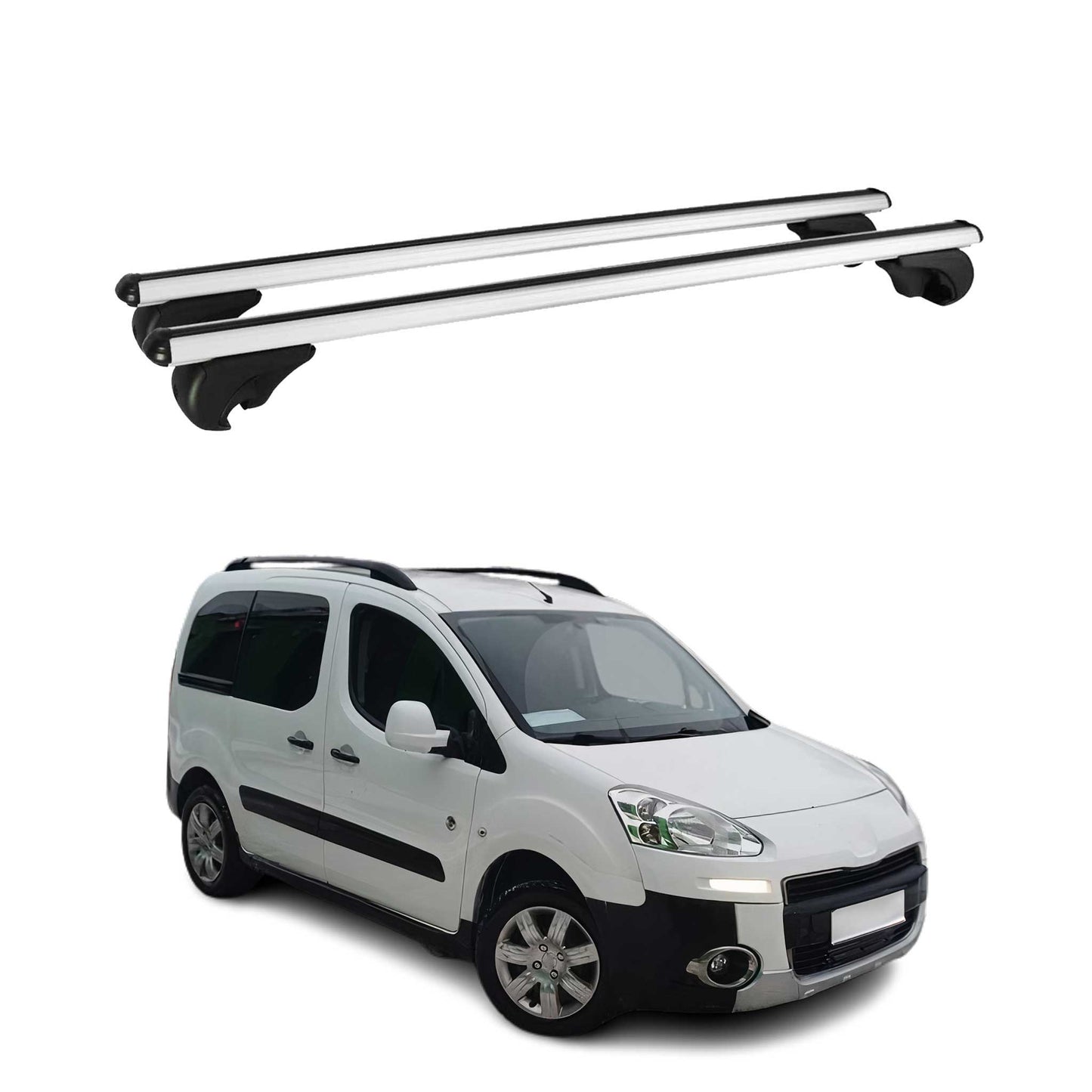 Portbagaj de plafon pentru Peugeot Partner Tepee 2008-2012 75kg aluminiu argintiu 2 buc