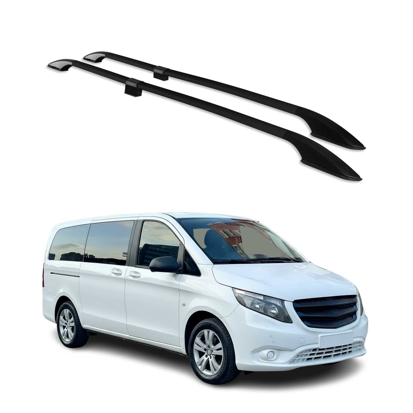 Bare de plafon pentru Mercedes Vito W639 W447 2003-2023 L2 Ampatament lung Aluminiu Negru