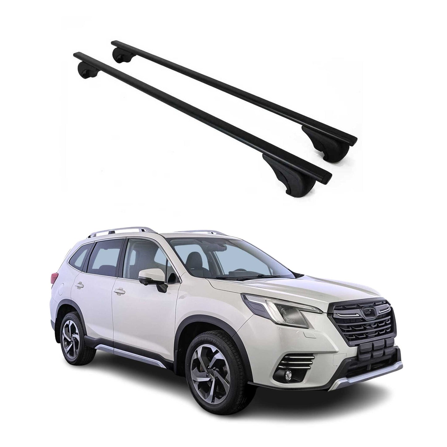 Portbagaj de plafon pentru Subaru Forester mk5 2018-2025 75kg, negru metalic, 2x