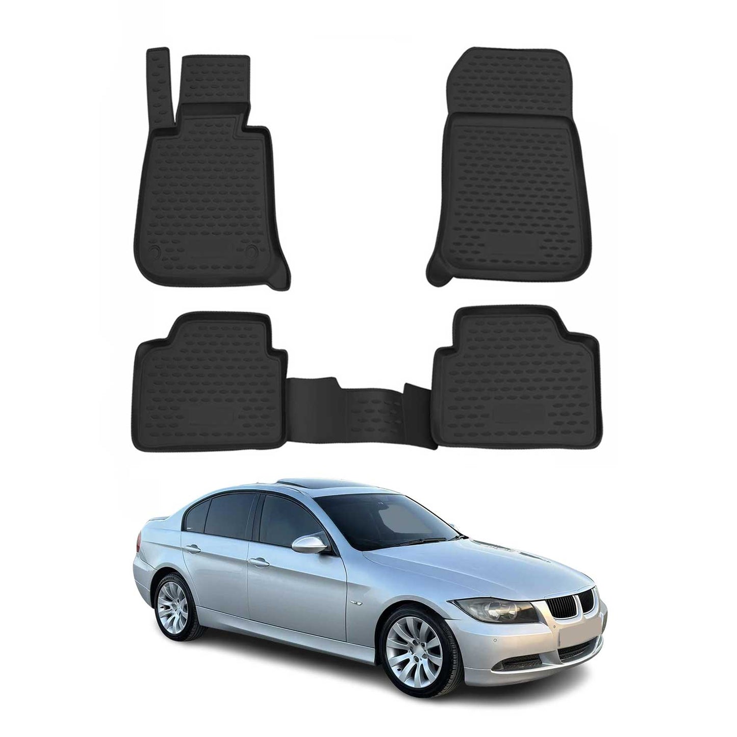 OMAC Gummimatten Fußmatten für BMW 3er E90 2005-2013 TPE Automatten Schwarz 4x