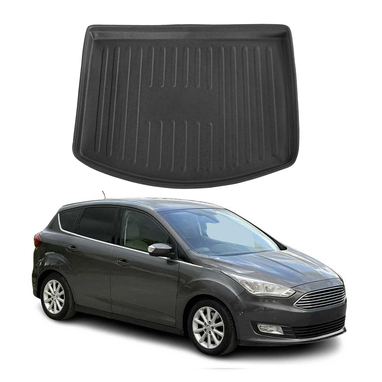 Kofferraumwanne Laderaumwanne für Ford C-Max 2 2010-2019 5tür Gummi TPE Schwarz