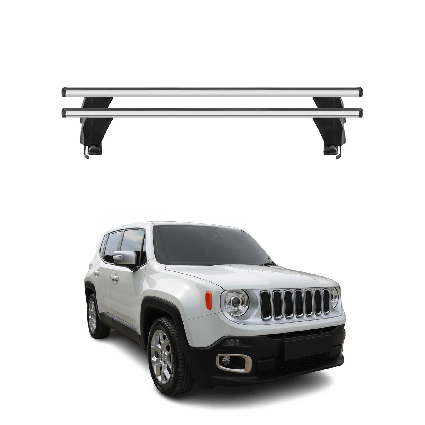 Menabo Dachträger Grundtäger für Jeep Renegade 2014-2018 Pre-FL 50kg Alu Grau 2x
