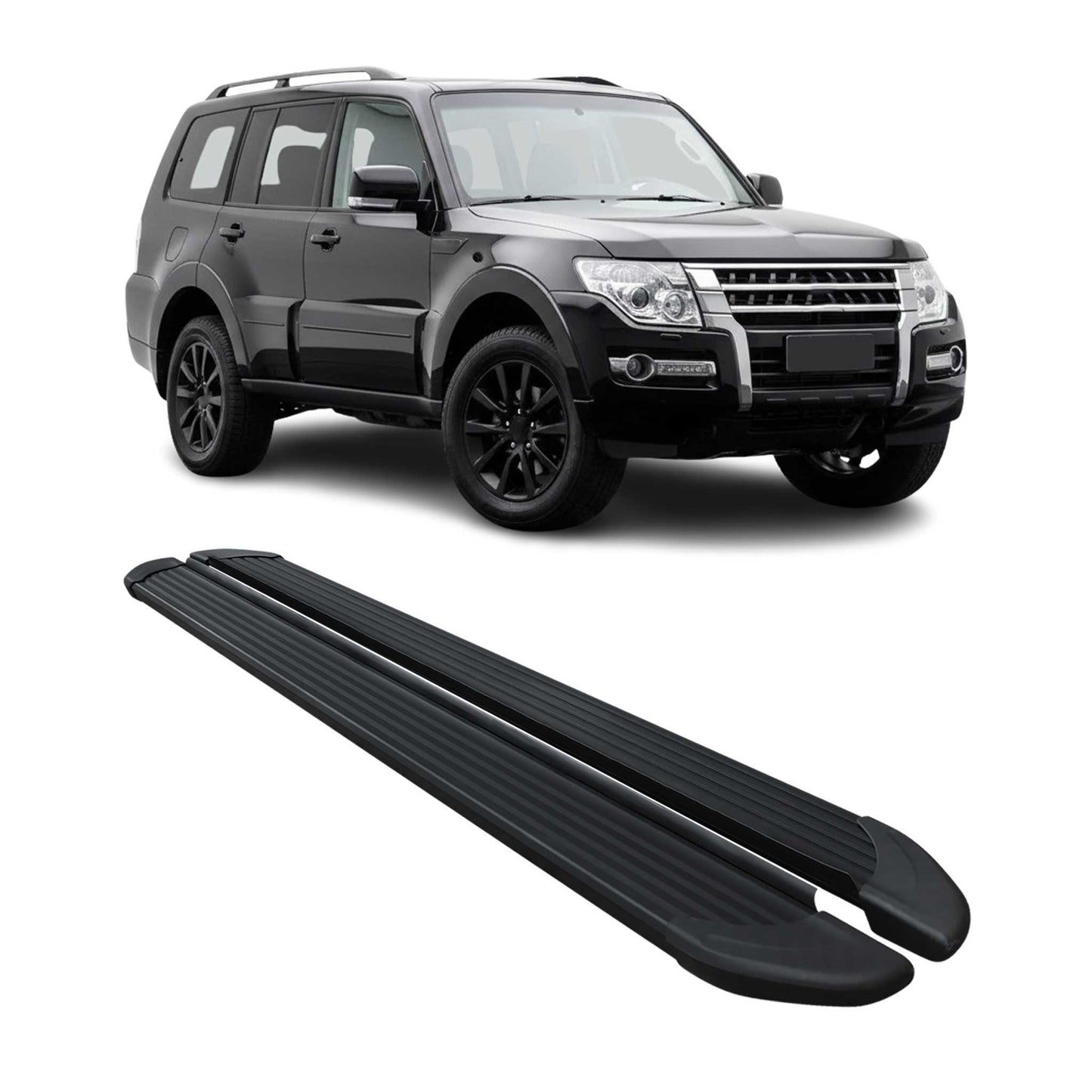 Seitenschweller Trittbretter Schweller für Mitsubishi Pajero 2007-25 Alu Schwarz