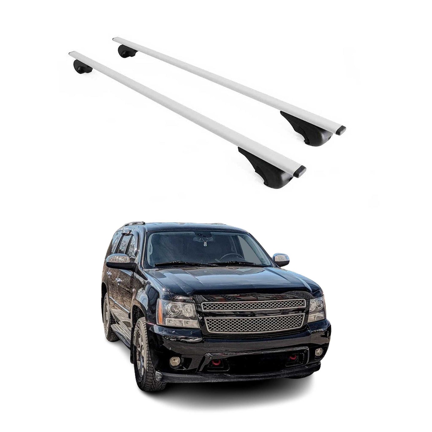 Portbagaj de plafon pentru Chevrolet Tahoe 2000-2015 75kg, argintiu metalic, 2 buc.