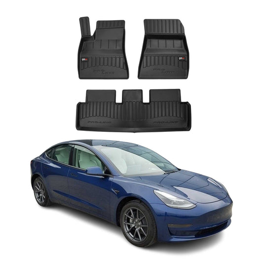 2017-2024 Tesla Model 3 Fußmatten TPE Schwarz 3 tlg