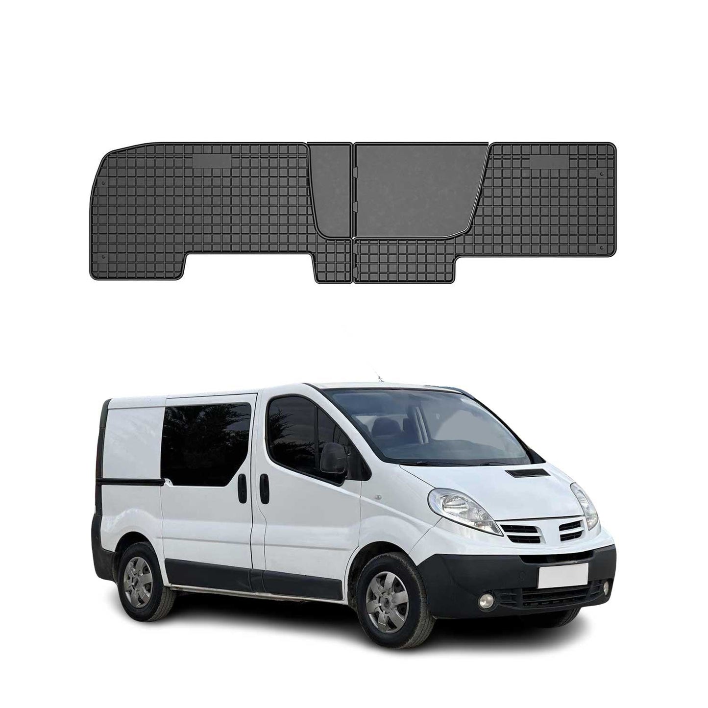 OMAC Gummi Fußmatten für Nissan Primastar 2001-2014 2.Reihe TPE Schwarz 2x