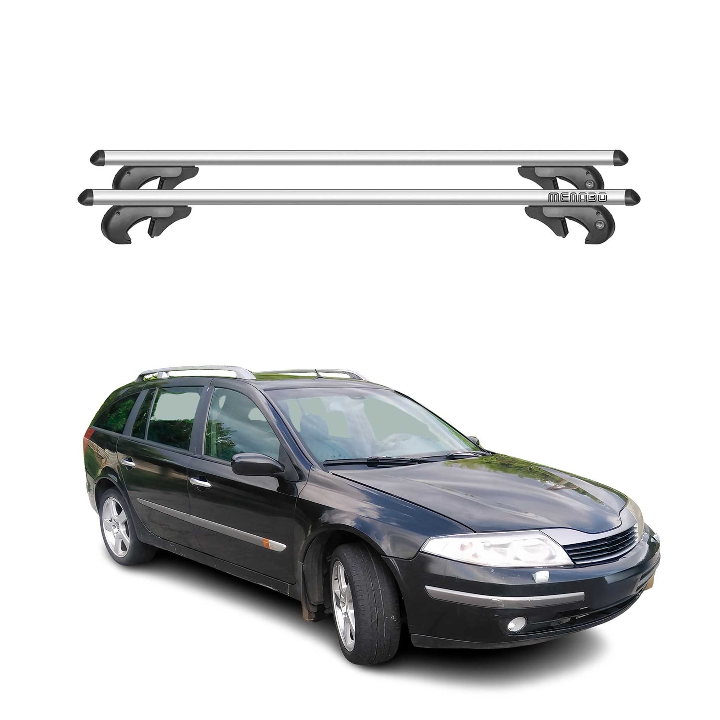 Menabo Dachträger für Renault Laguna Kombi mk2 2000-2008 90kg Alu Silber 2x