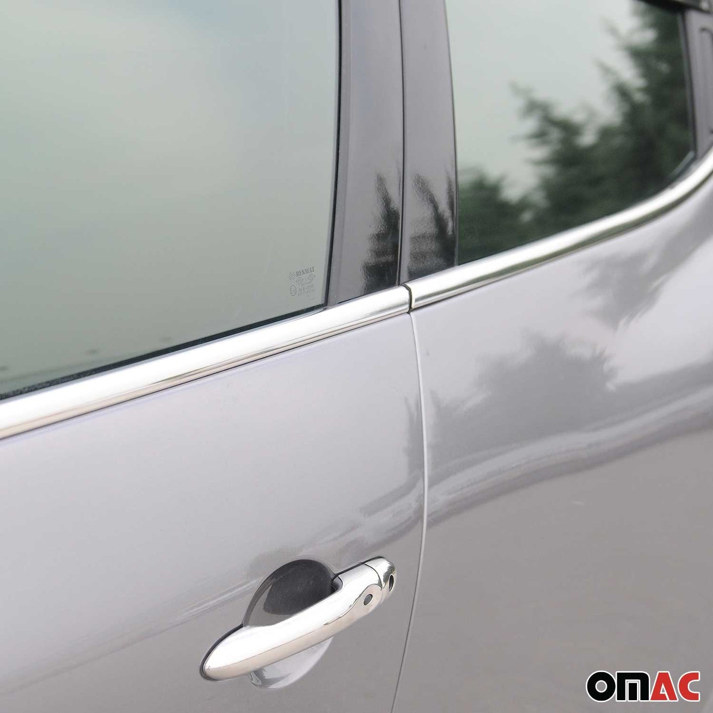 Benzi decorative pentru geamuri Renault Clio hatchback, oțel inoxidabil cromat, 8 bucăți