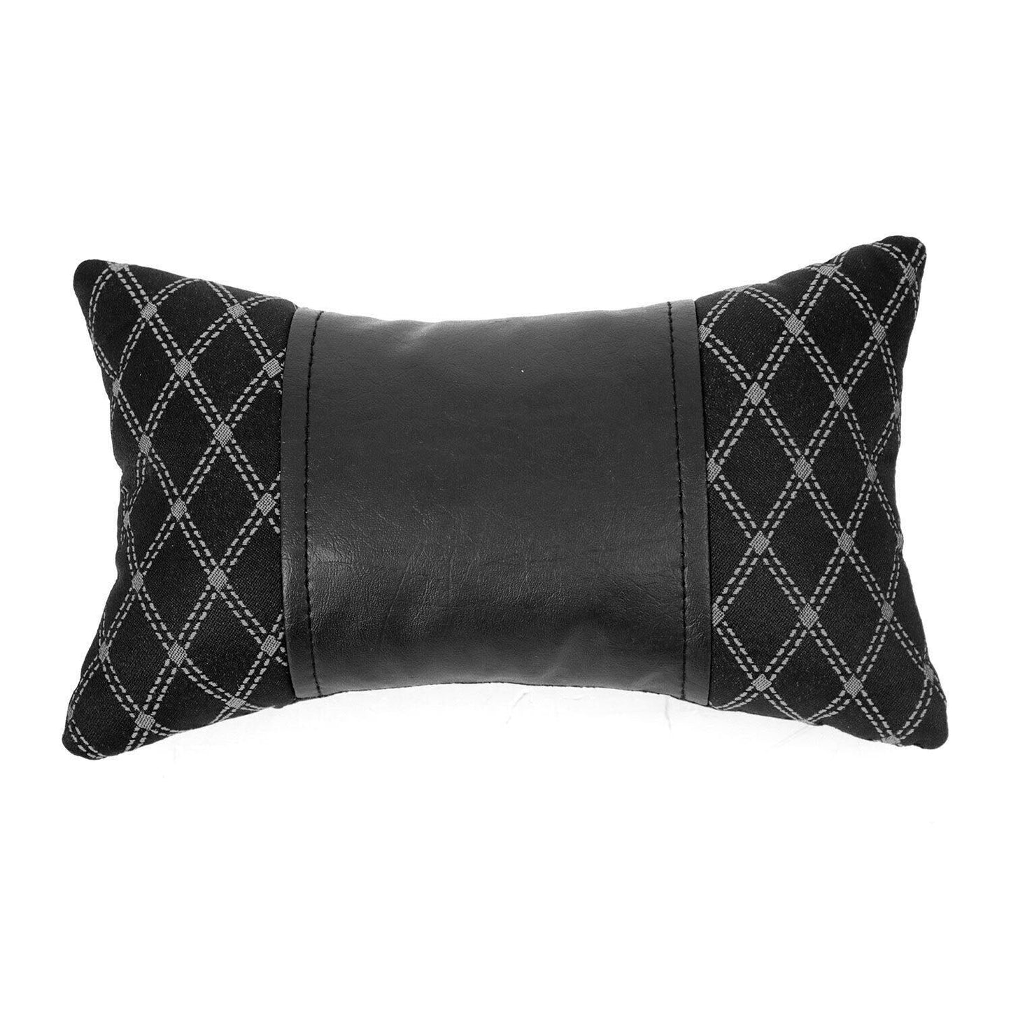 Pernă auto pentru tetieră, suport pentru gât, textil și piele, negru, 8x30 cm