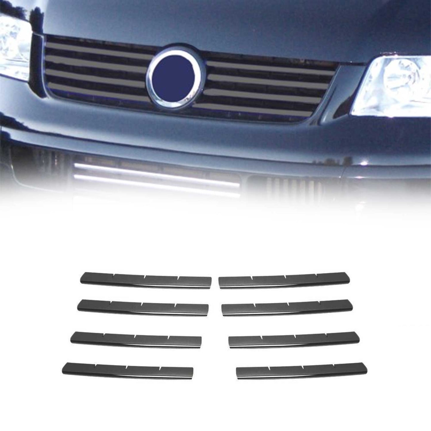 Grilă radiator VW Transporter T5 2003-2009, crom închis, 8 benzi