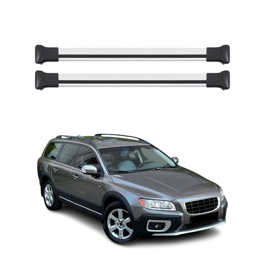 Portbagaj de plafon pentru Volvo XC70 mk3 2007-2016 75kg aluminiu argintiu 2 buc
