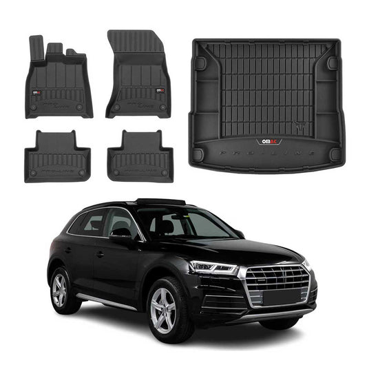 OMAC Fußmatten & Kofferraumwanne Set für Audi Q5 FY 2017-2024 Gummi Schwarz 5x
