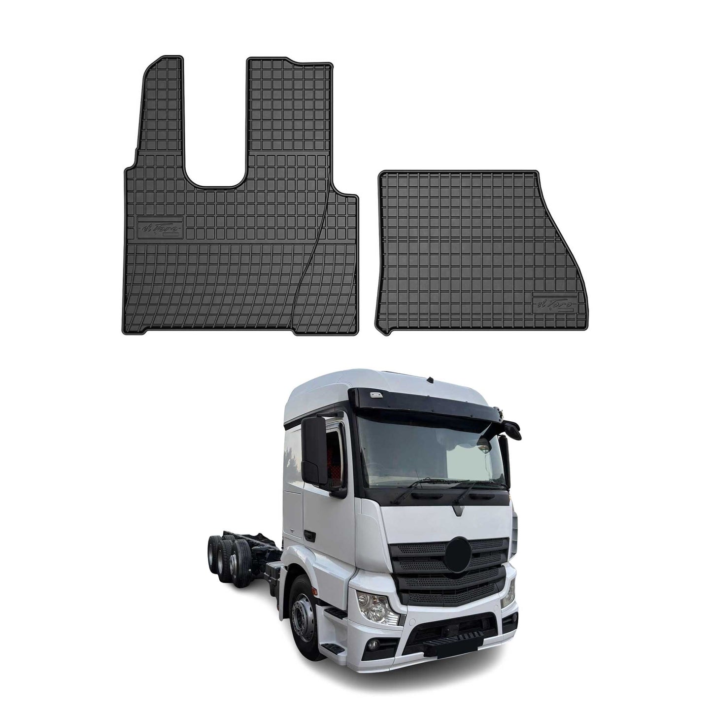 Covorașe de cauciuc Mercedes Actros MP4 2012-2020, negru, set 2 piese