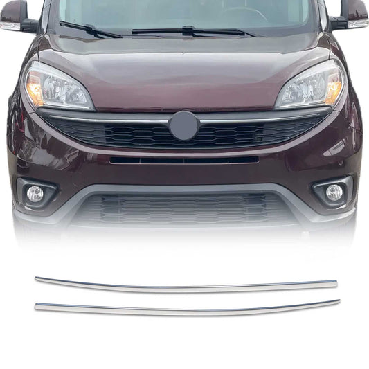Benzi decorative grilă auto pentru Fiat Doblo 2014-2022, oțel inoxidabil, argintiu, 2 bucăți