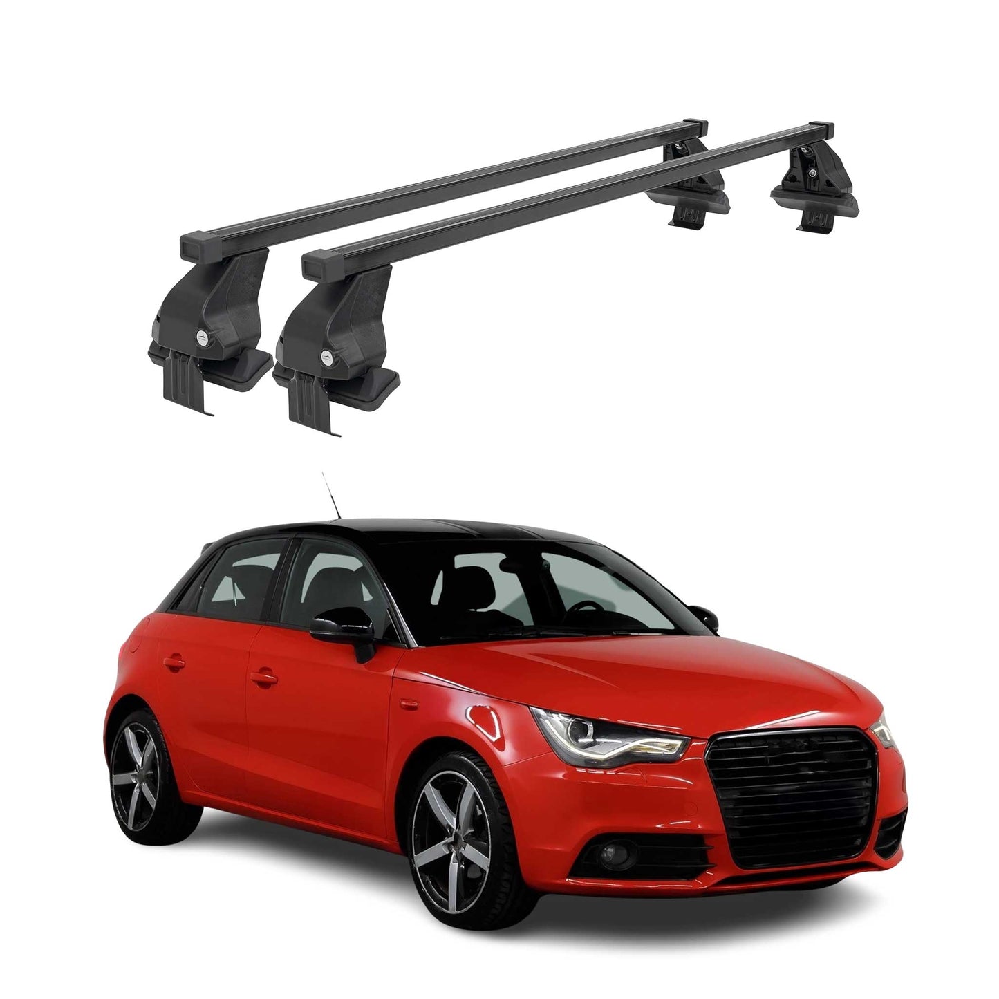Menabo Dachträger für Audi A1 8XA Sportback 5tür 2012-2018 50kg Stahl Schwarz 2x