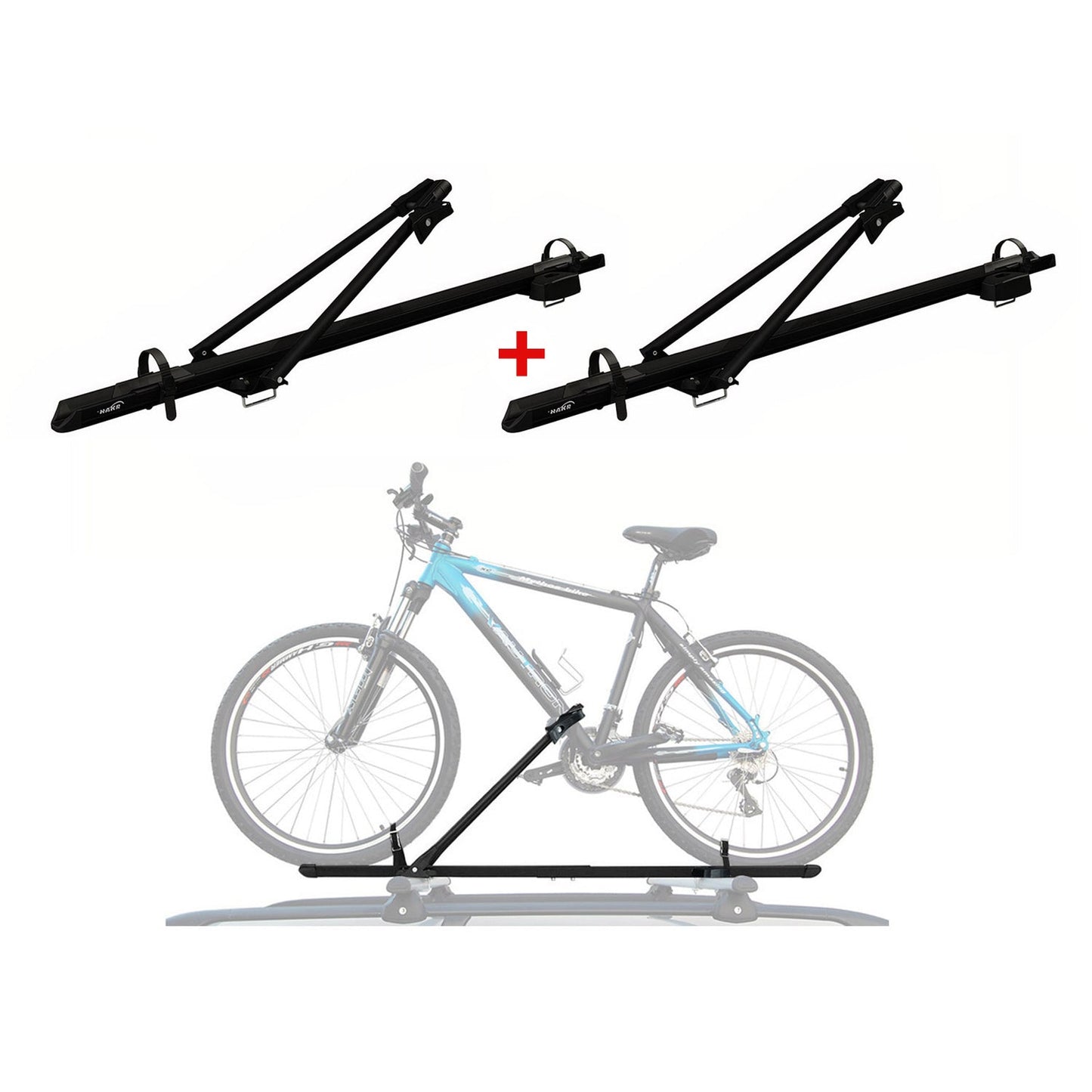 2x Fahrradträger Dachfahrradträger bis 17kg Aluminium Schwarz Fahrradhalter