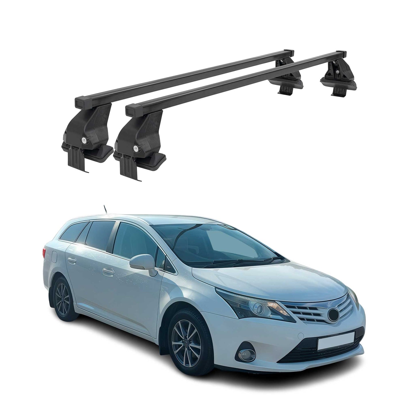 Menabo Dachträger für Toyota Avensis mk3 2008-2012 Pre-FL 50kg Stahl Schwarz 2x