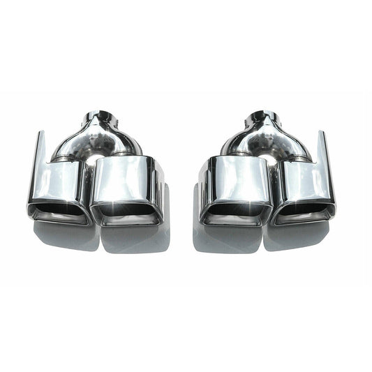 Auspuffblende Endrohr für Mercedes S Klasse 2005-2013 Doppel Stahl Chrom 2tlg