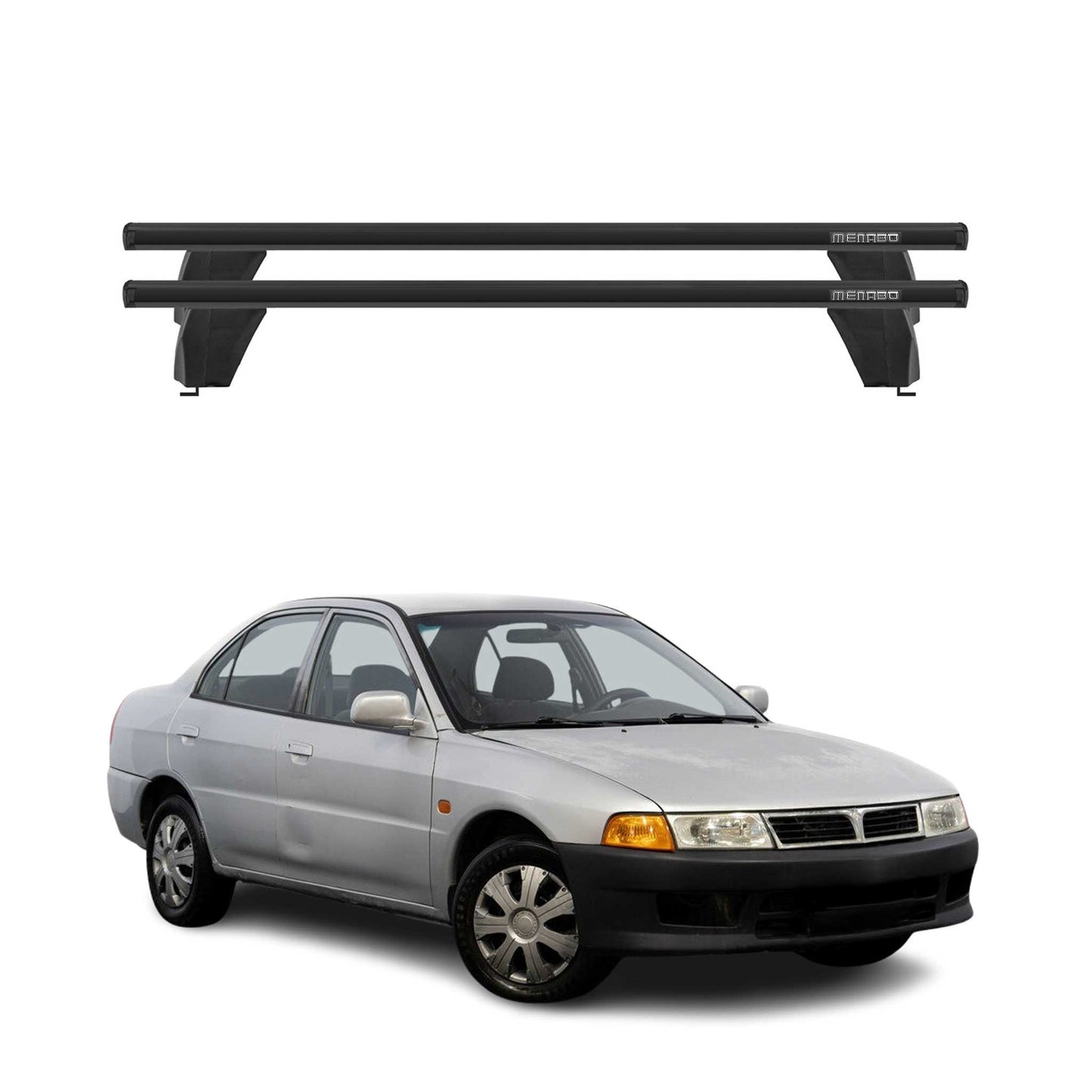 Menabo Dachträger Grundtäger für Mitsubishi Lancer 1995-2000 75kg Alu Schwarz 2x