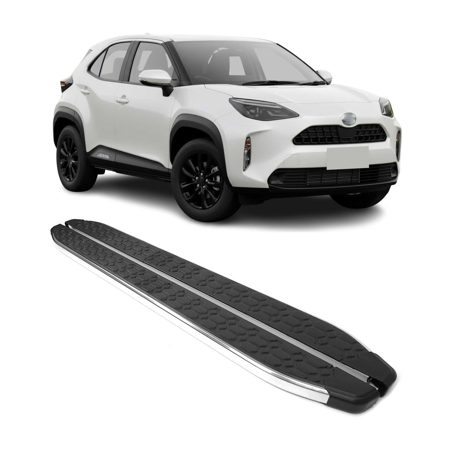 Listwy progowe/progi boczne do Toyoty Yaris Cross 2023-2025, stal nierdzewna chromowana, 2x