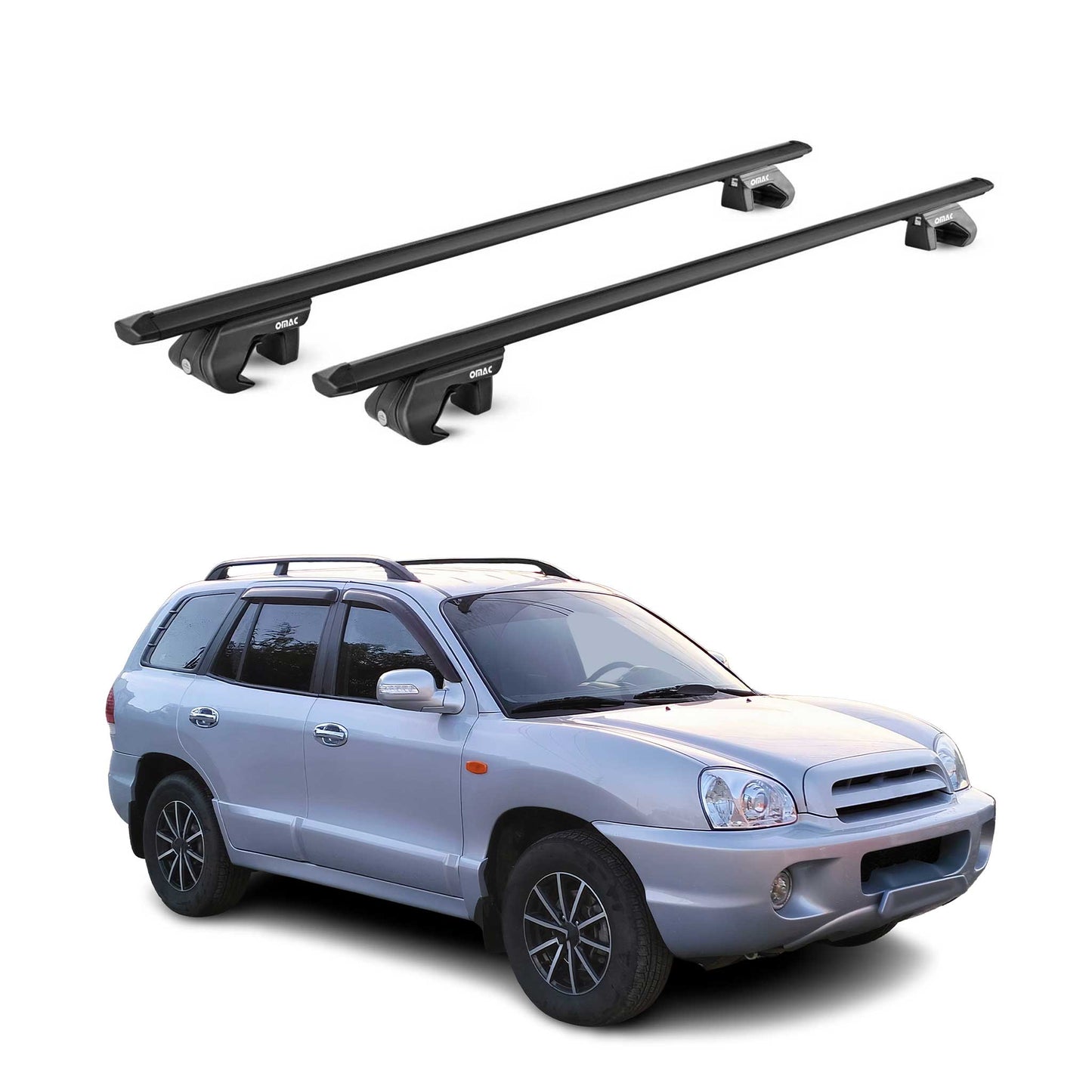 Portbagaj de plafon pentru Hyundai Santa Fe 2006-2012 90kg aluminiu negru 2 piese ABE