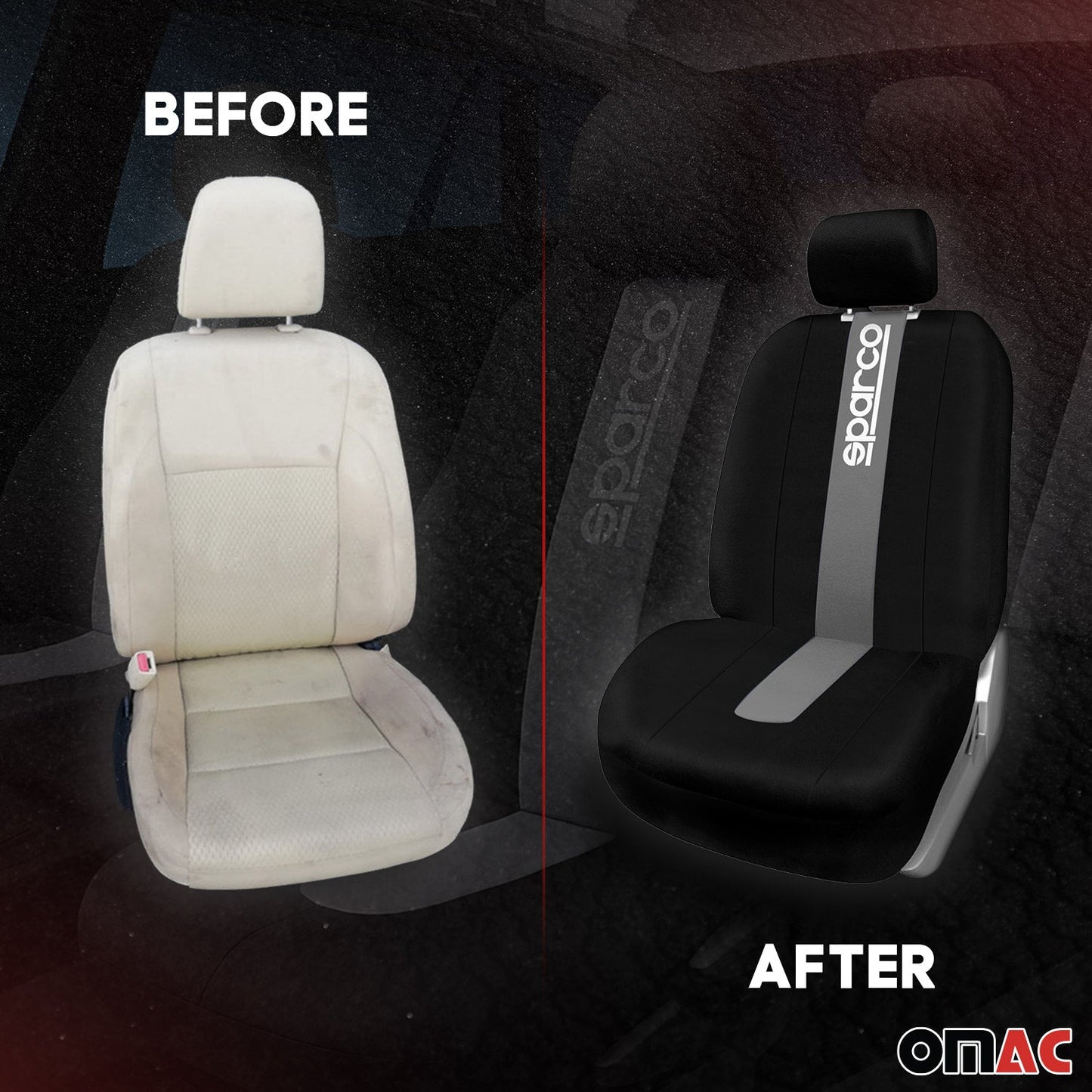 SPARCO Sitzbezüge Schonbezüge Autositzbezüge Universell Schwarz Grau Vorn Hinten