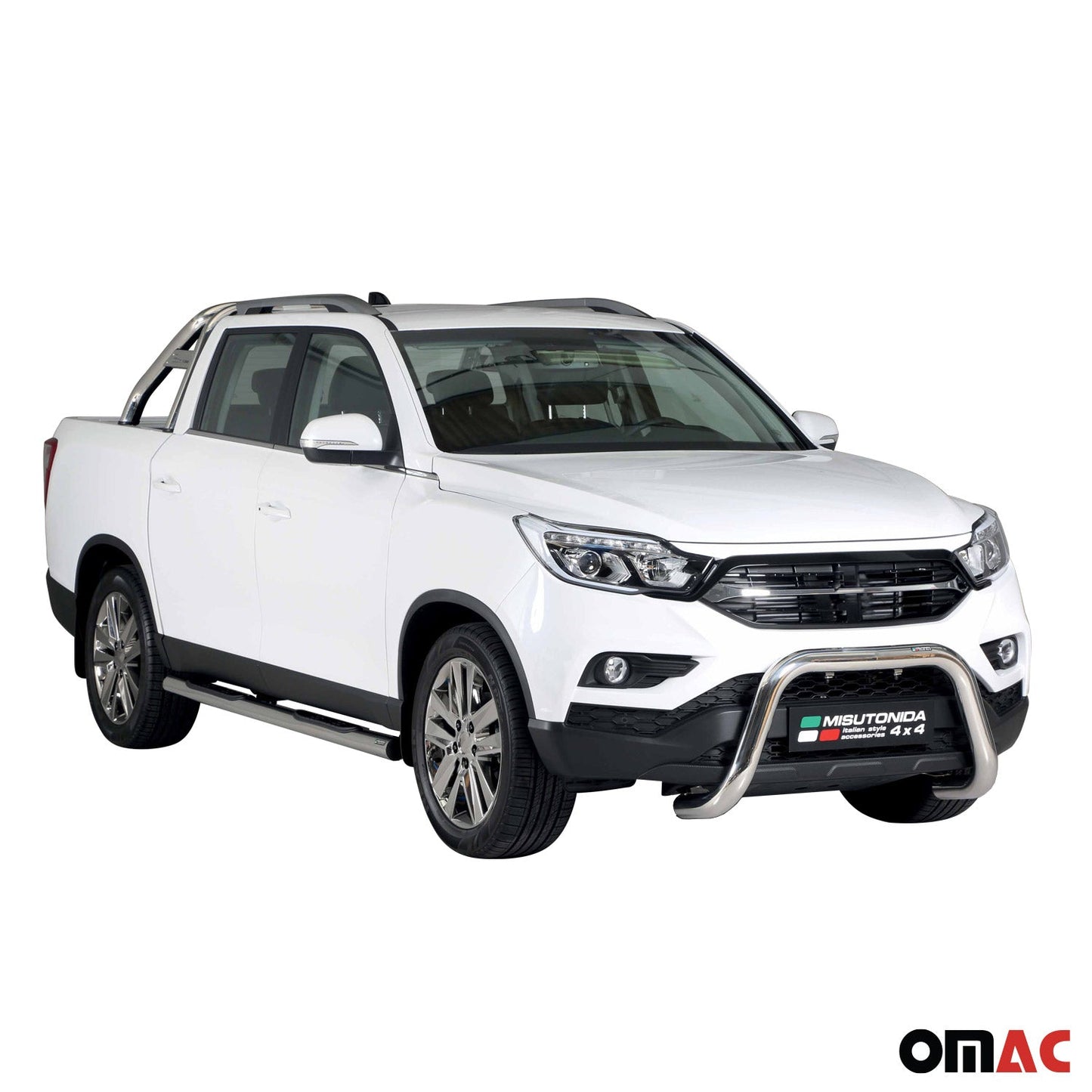 Bară de protecție/buton față pentru Ssangyong Musso 2018-2025, ø76mm, oțel, argintiu