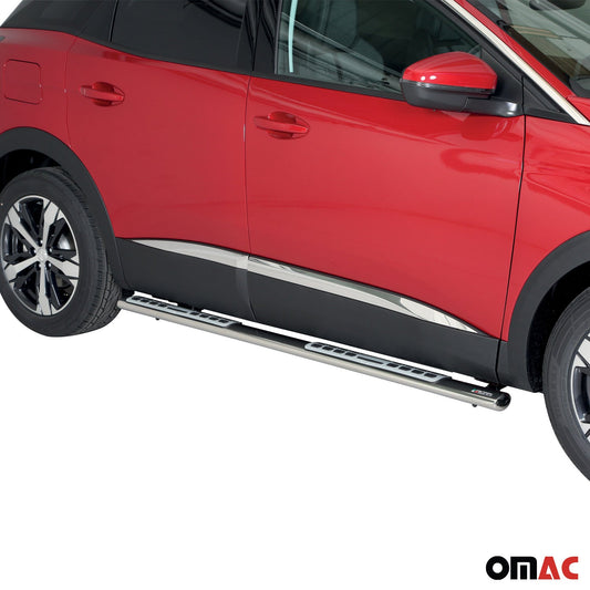 Edelstahl Seitenschweller Schwellerrohre für Peugeot 3008 2018-2021 Silber