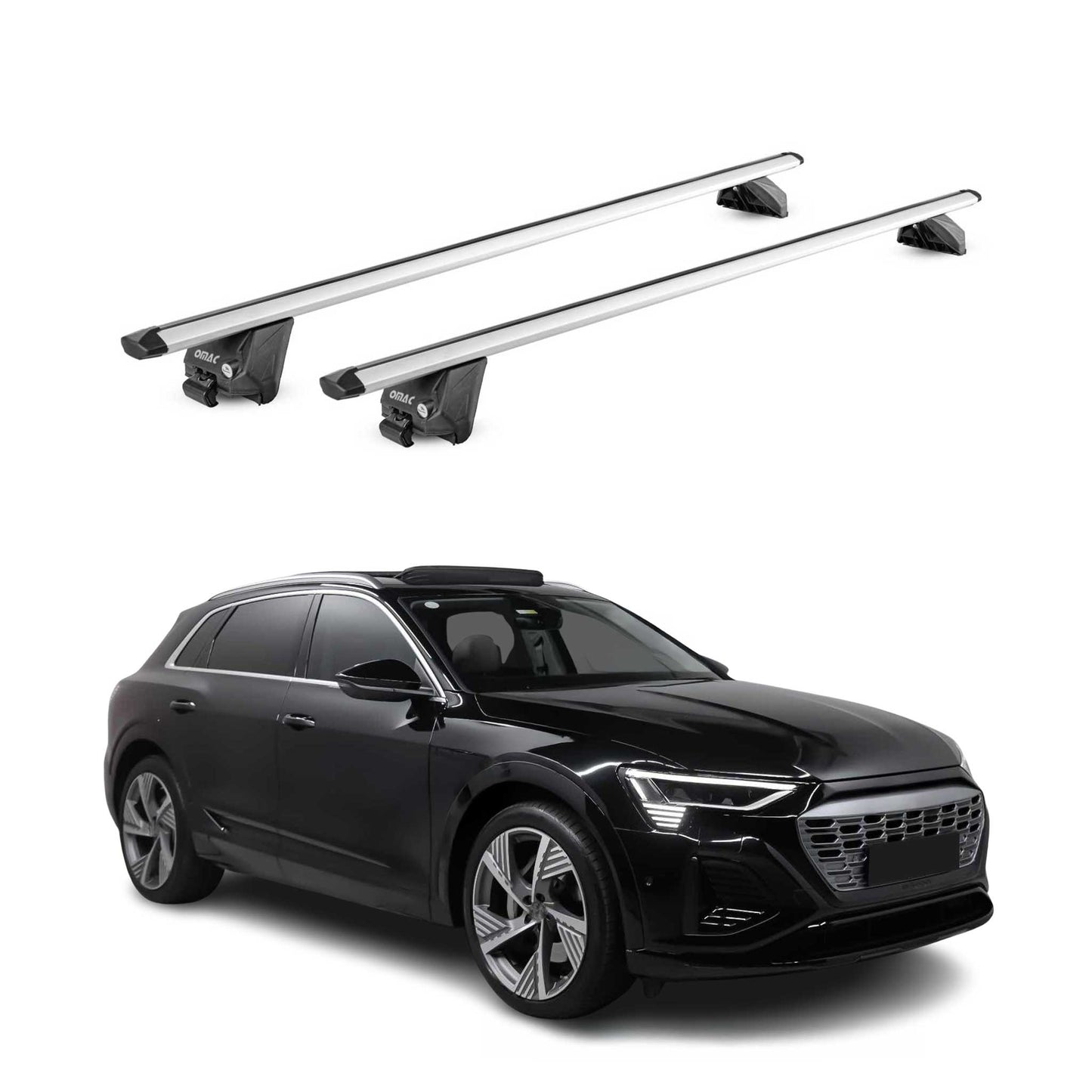 Dachträger Grundtäger für Audi e-Tron 2018-2025 100kg Aluminium Silber 2tlg ABE