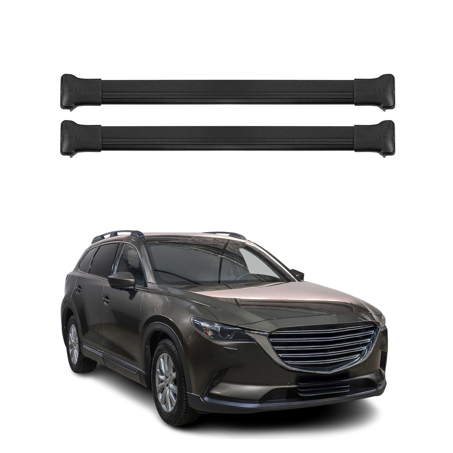 Portbagaj de plafon pentru Mazda CX-9 2016-2024 75kg aluminiu negru 2 buc